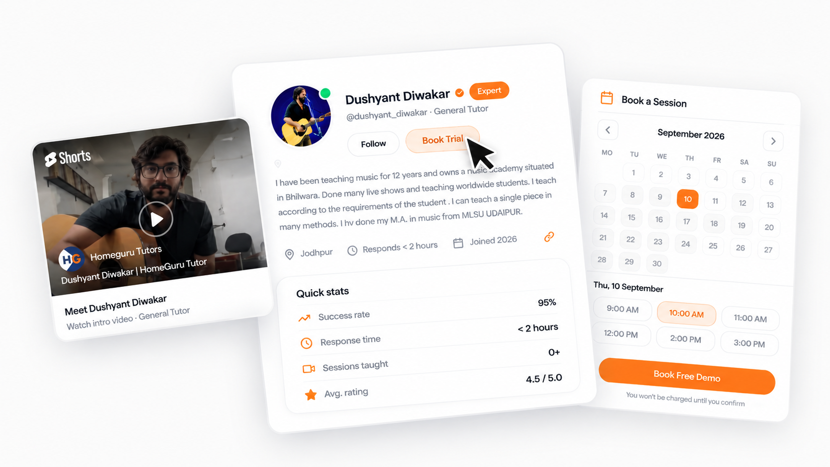 Video call booking interface