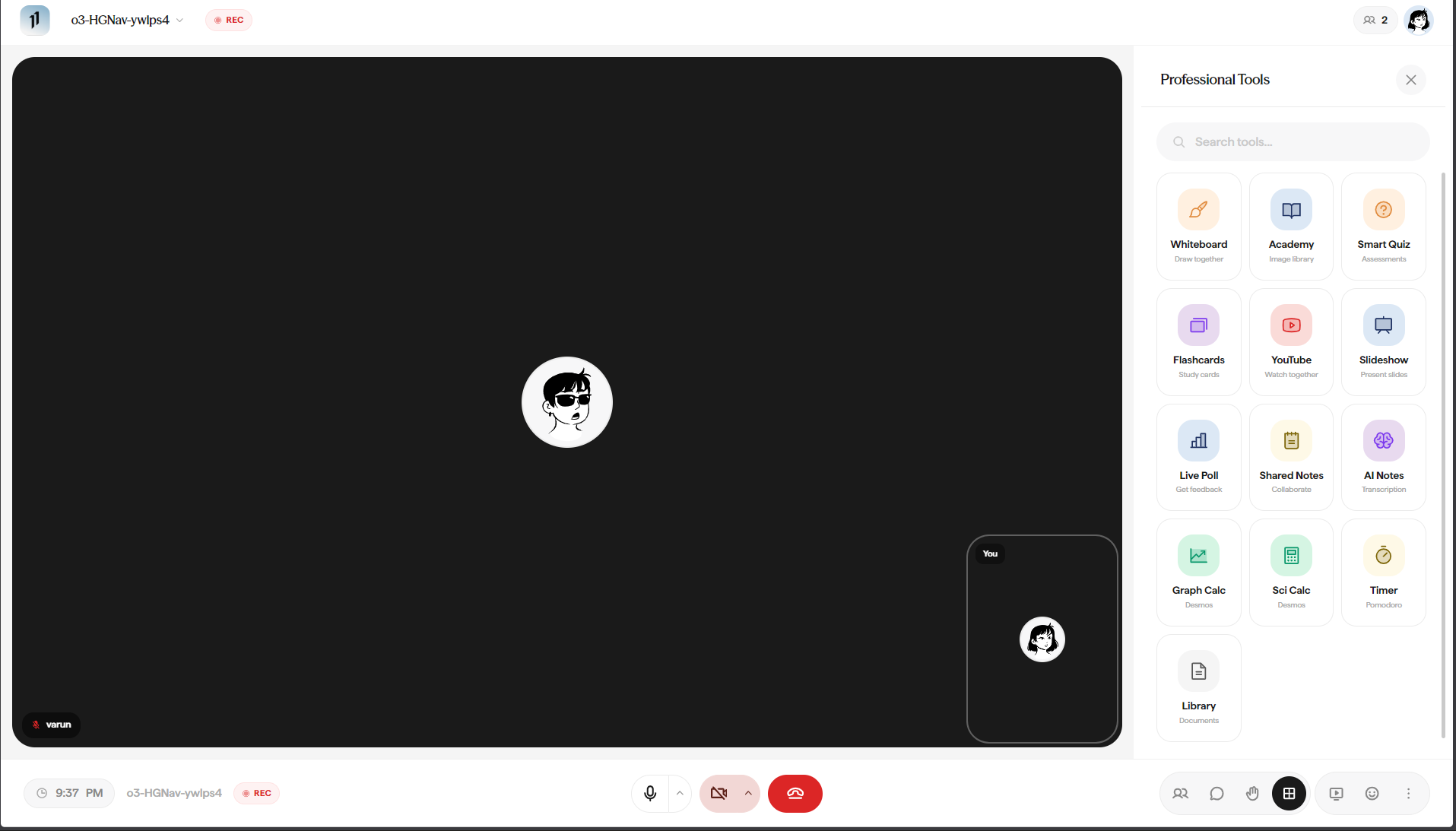 1-on-1 video session
